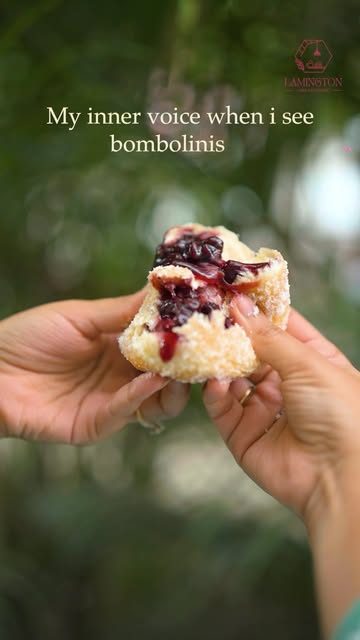 Blueberry bombolini torn open